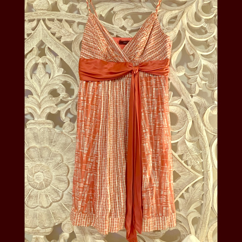 Adorable Rose and Cream Print Dress with Silk Sash
